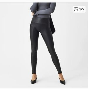 High-Waist Black Faux-Leather Leggings  SZ.MP NWT